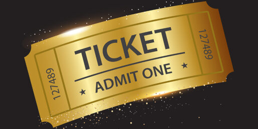 Image of a golden ticket stub.