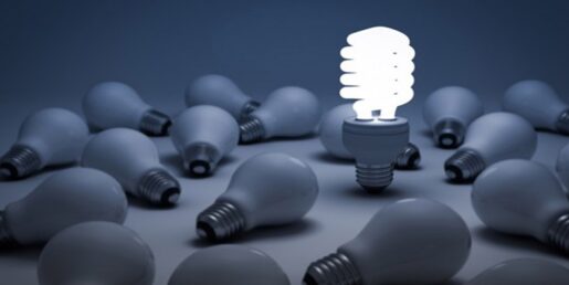 Pile of different lightbulbs.