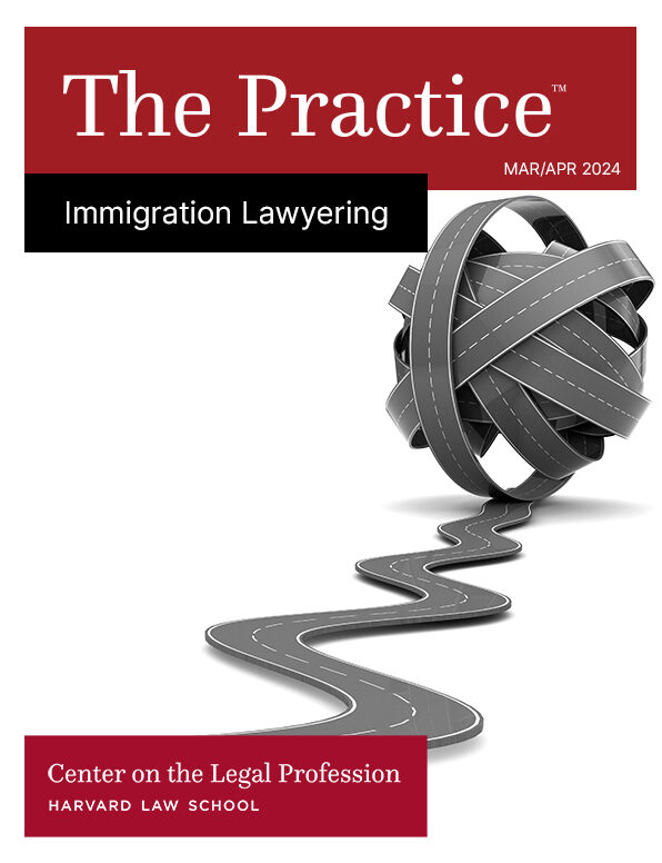Cover for The Practice for March/April 2024 shows a winding road going into a ball and getting very jumbled.