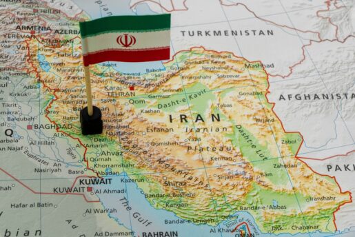 Map of Iran with a flag