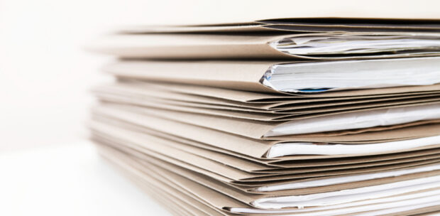 Sheet of files and papers.