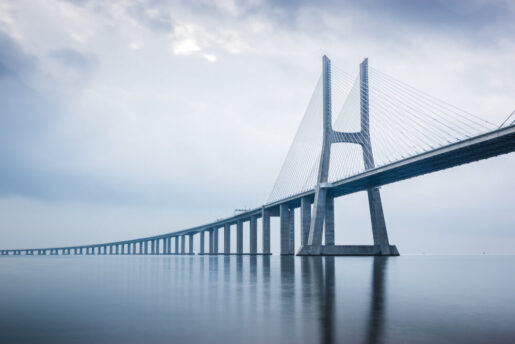 A bridge disappears into the distance.