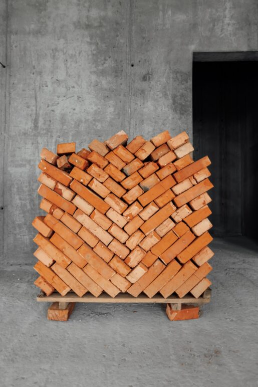 a pallet of bricks stacked up